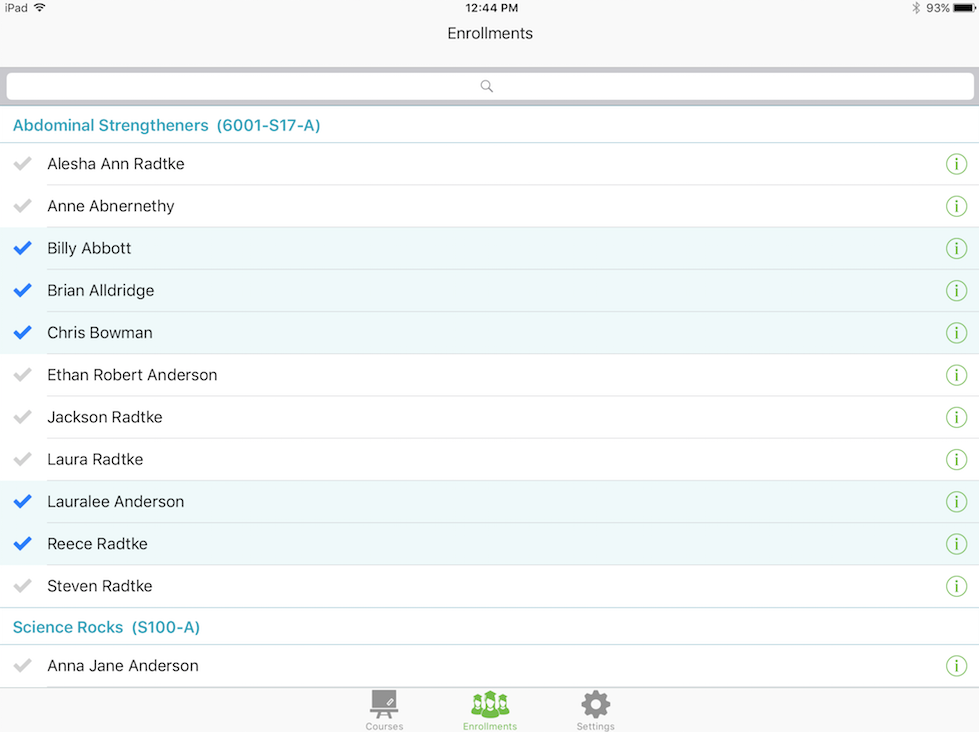 Viewing Rosters on the Course Roster App – Eleyo