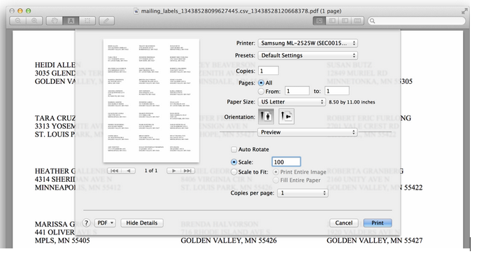 mailing labels on a mac